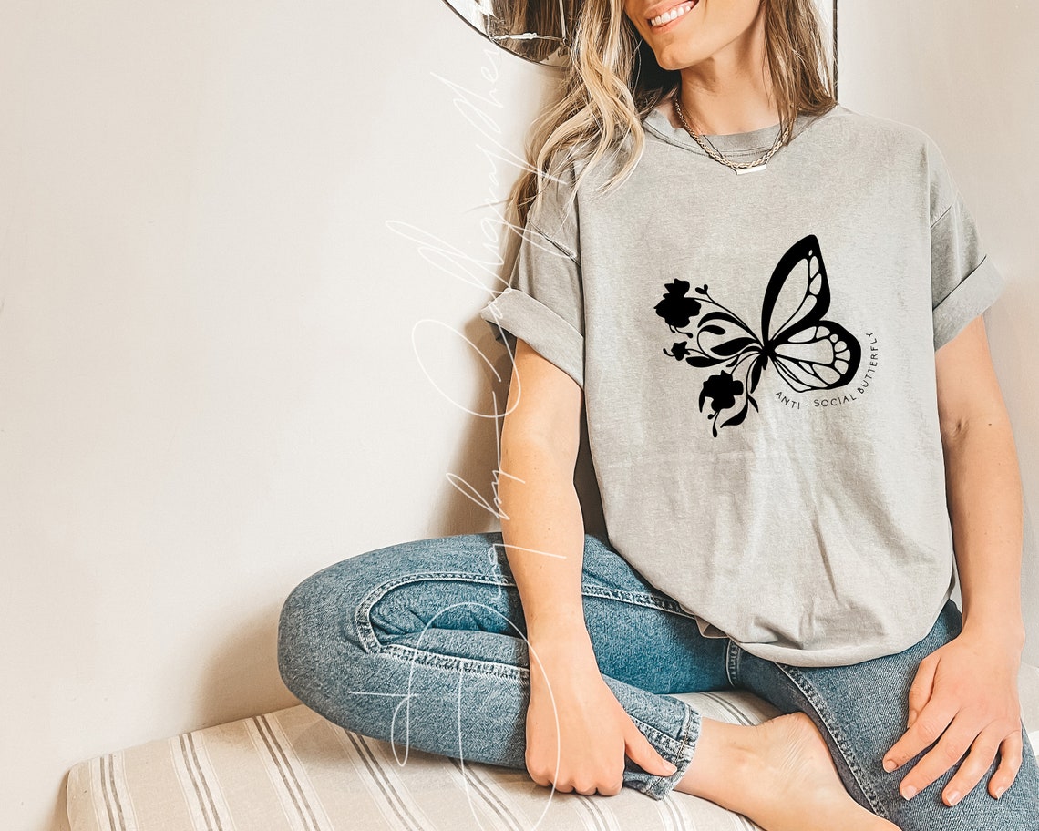 Download Anti Social Butterfly svg for cricut file trendy womens ...