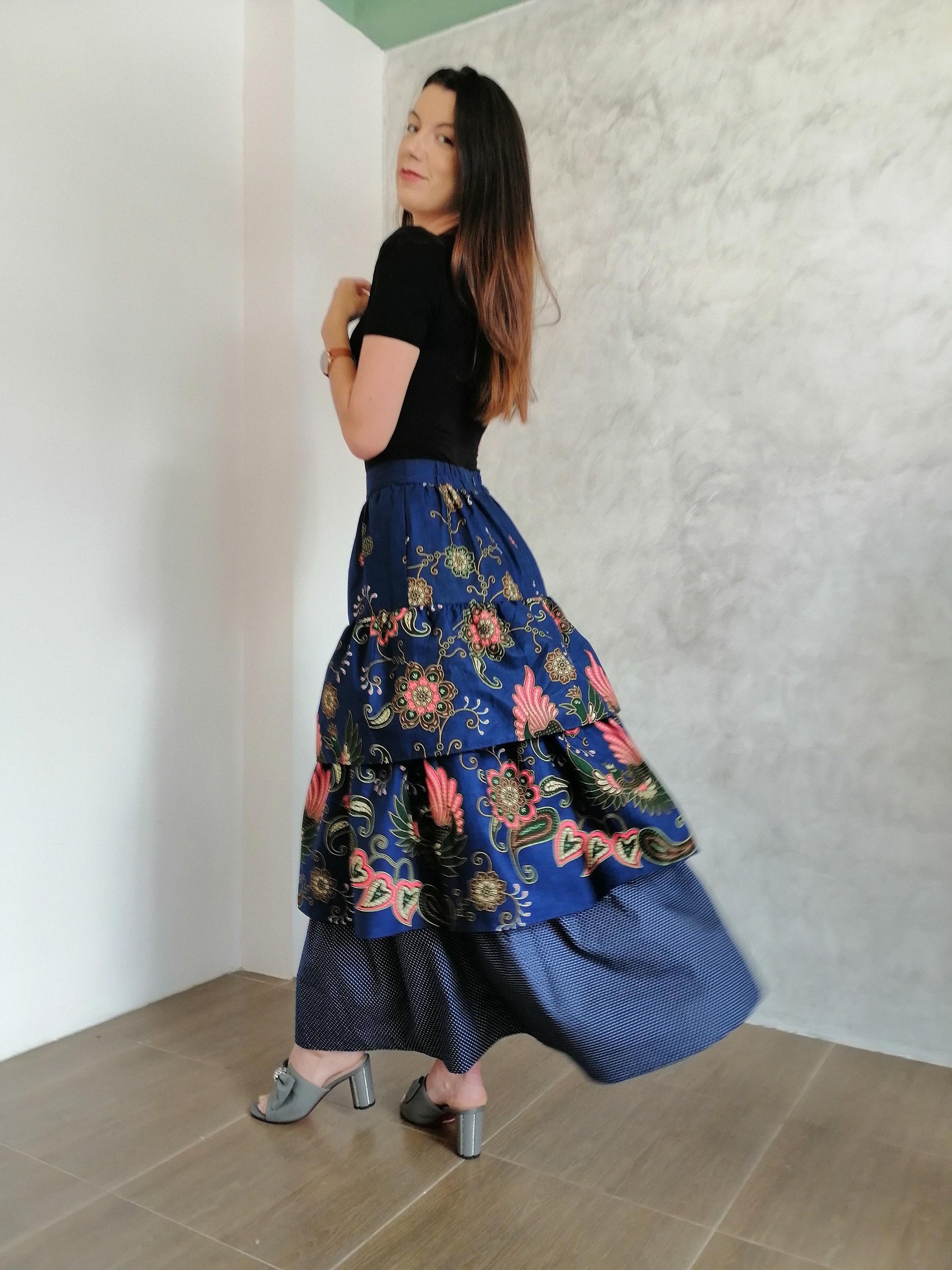Modern Classic Batik Layer Skirt Etsy