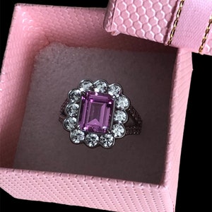 Sterling Silver Pink Zircon Ring: Classic Design, Size 8