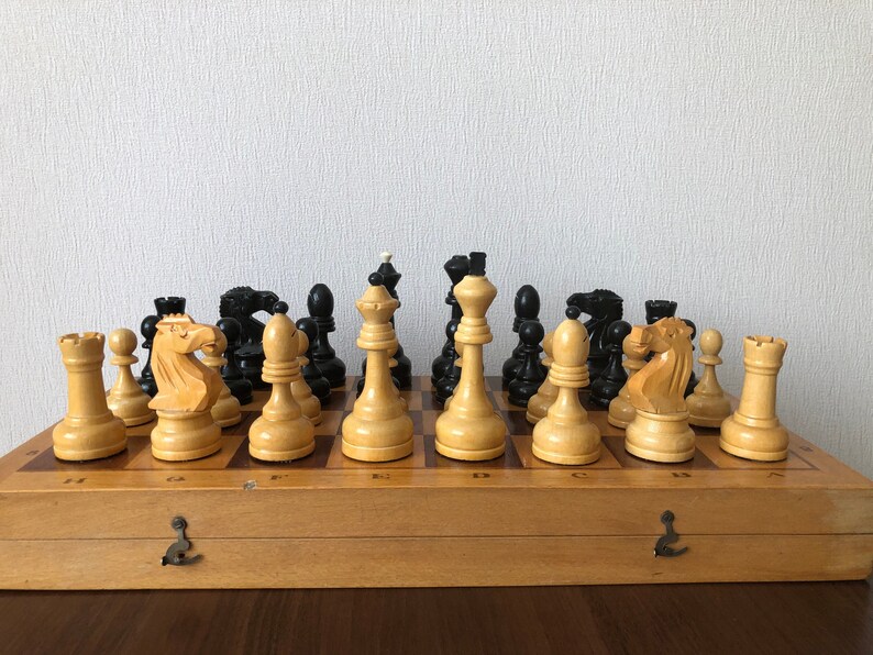 Vintage Grandmaster Wooden Chess Set 60s With Weighting Etsy Australia