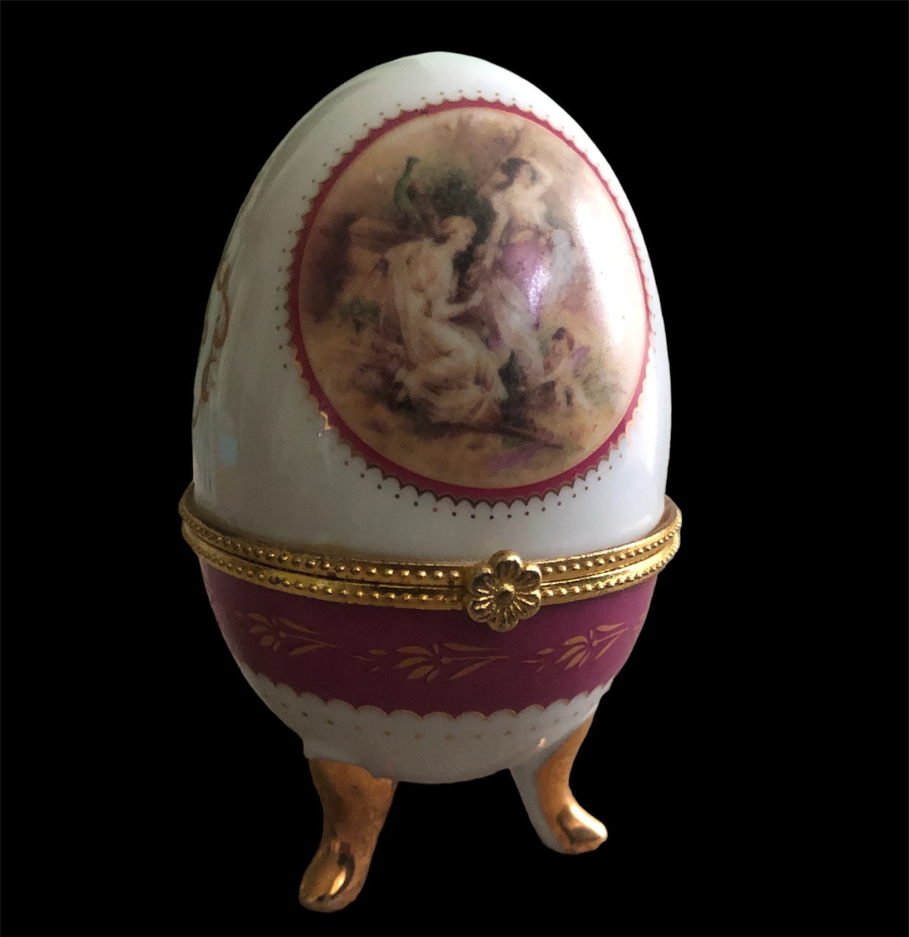 【中古品】イースターエッグ　小物入れ　陶器製　天然石製　まとめ売り　4つ 中古品】イースターエッグ 小物入れ 陶器製 天然石製 まとめ売り 4つ