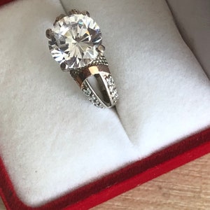Vintage 925 Sterling Silver Ring: 9K Gold, Zircon, US Size 7