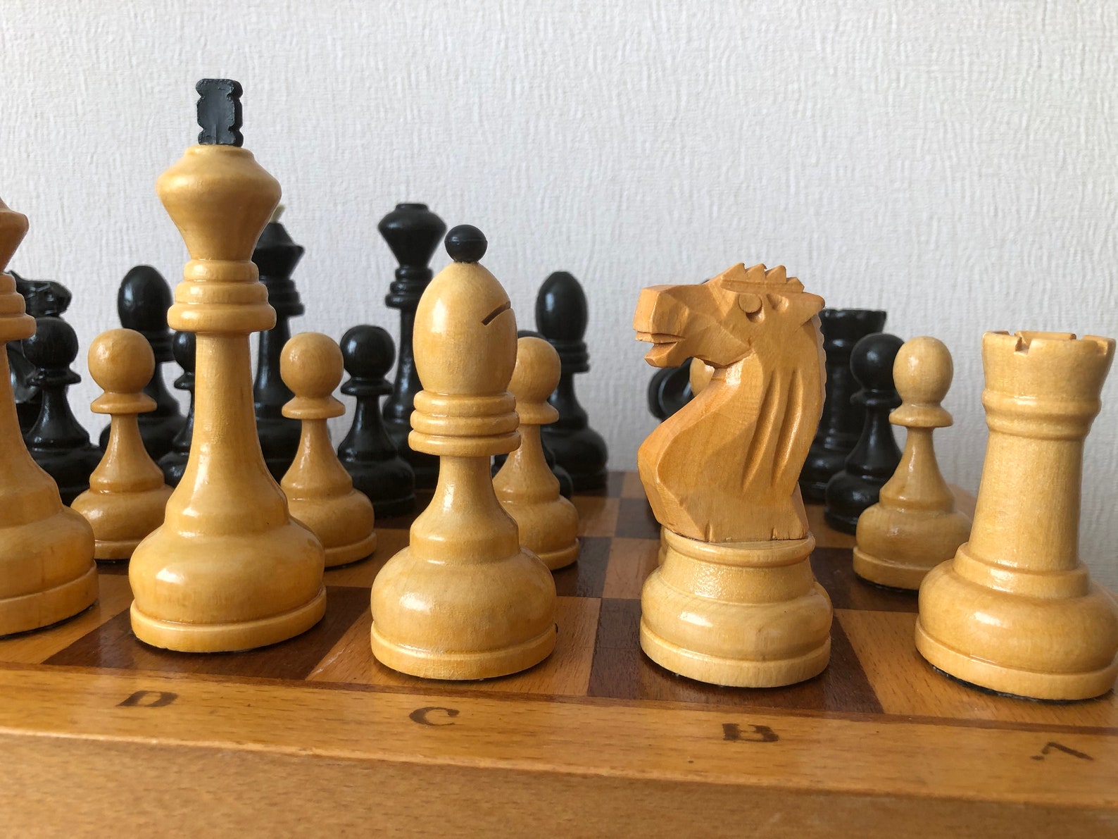 Vintage Grandmaster wooden chess set 60s with weighting Etsy