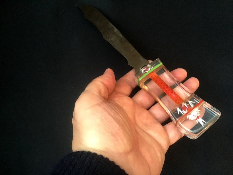 Vintage knife of the 70 Prison ART Kitchen decor Handmade Amazing vintage kitchen knife kitchen knife rose with thorns in the handle