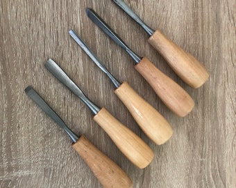 Set for artistic wood carving of five cutters, wood carving tools, gift idea