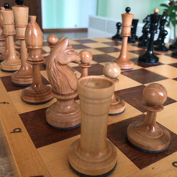 Handmade wooden chess set "Averbach" (reproduction), only chess pieces. Gift idea