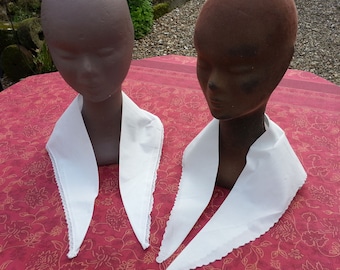 Lot de 2 fichus vintage en coton blanc pour enfants français pour reconstitution de théâtre en costumes