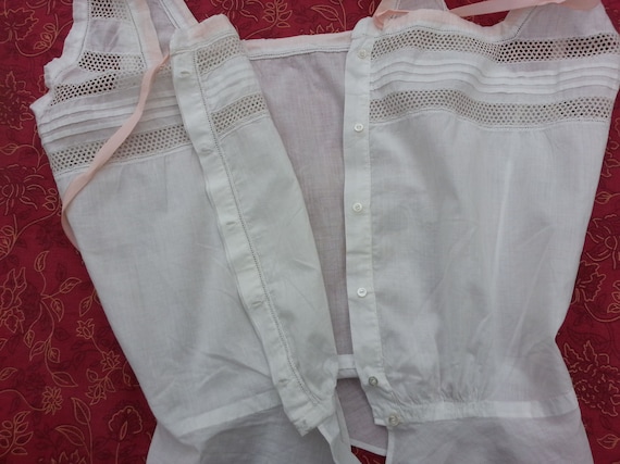 Antique French Women's White Cotton Camisole Cors… - image 8