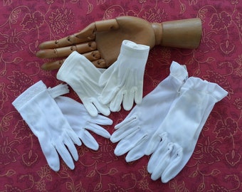 Lot of 3 Pairs Vintage French Baby or Toddler Gloves All Different Sizes and Styles in Cotton or Nylon