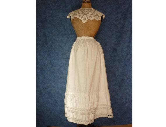 Antique Victorian Edwardian White Cotton Petticoat