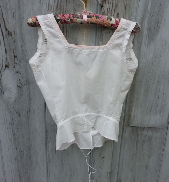 Antique French Women's White Cotton Camisole Cors… - image 2