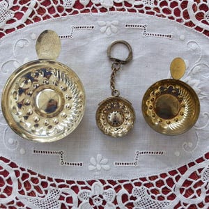 Lot of 3 Vintage French Tastevin Wine Tasting Cups Large and Small Size and Keyring Version