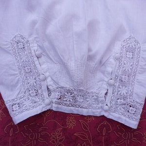 Antique French Bloomers Stunning Detail Trousseau Quality White Cotton All Hand-stitched Closed Crotch