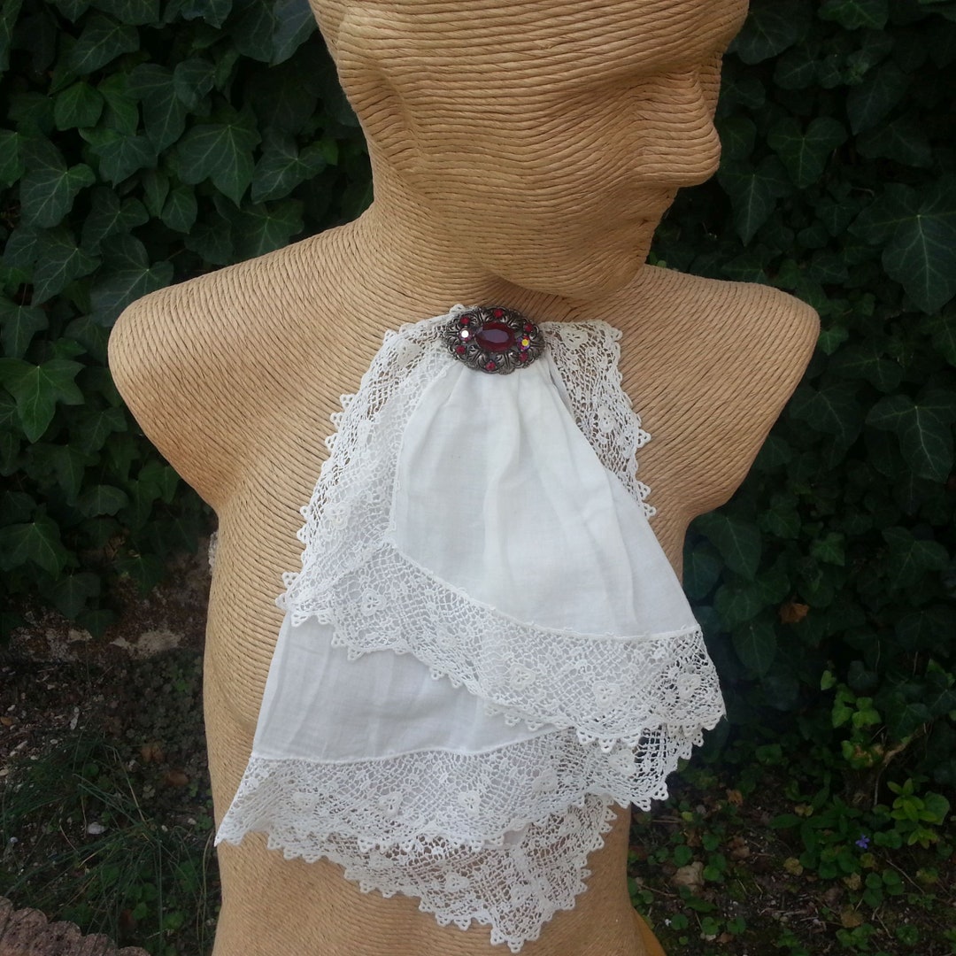 Vintage French Large Jabot Blouse Accessory Layered Draped Etsy