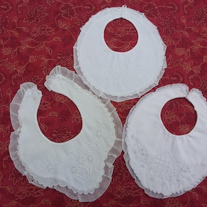 Ancien Tablier Bavoir Blanc En Mousseline - Style Vintage Original