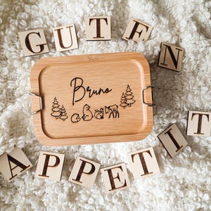 Personalisierte Brotdose – Edelstahl Lunchbox mit Bambusdeckel für Kinder