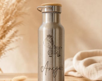 Personalisierte Trinkflasche Kinder Edelstahl mit Namen | Brotdose und Flasche Personalisiert Set | Kindergarten Schule Geschenk Jungen