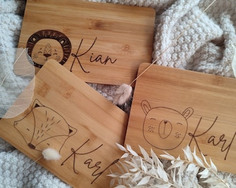 Holzbrett personalisiert, Holzbrettchen, Babygeschenk Geburt Holz, Kinderholzbrett, personalisiertes Weihnachtsgeschenk, Geburtsgeschenk