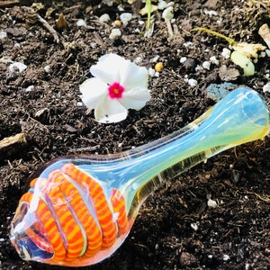 3.5” Orange & Multicolor Premium Glass Pipe Chillum One Hitter Design Gold Fumed Color Changing Glass pipes Art USA