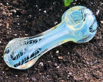 New Collectible 4” INCH Clear & Green Glass Hand Pipe 