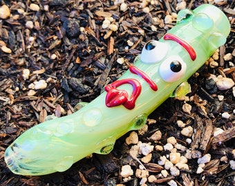 New Collectible 4” INCH Clear & Green Glass Hand Pipe New Collectible 4” INCH Clear & Green Glass Hand Pipe
