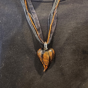 Orange & Black Heart Necklace