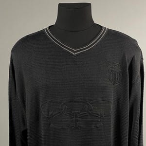 Vintage Iceberg Men Black Embroidered Big Logo Cotton Pullover Jumper Sweater Size 2XL XXL