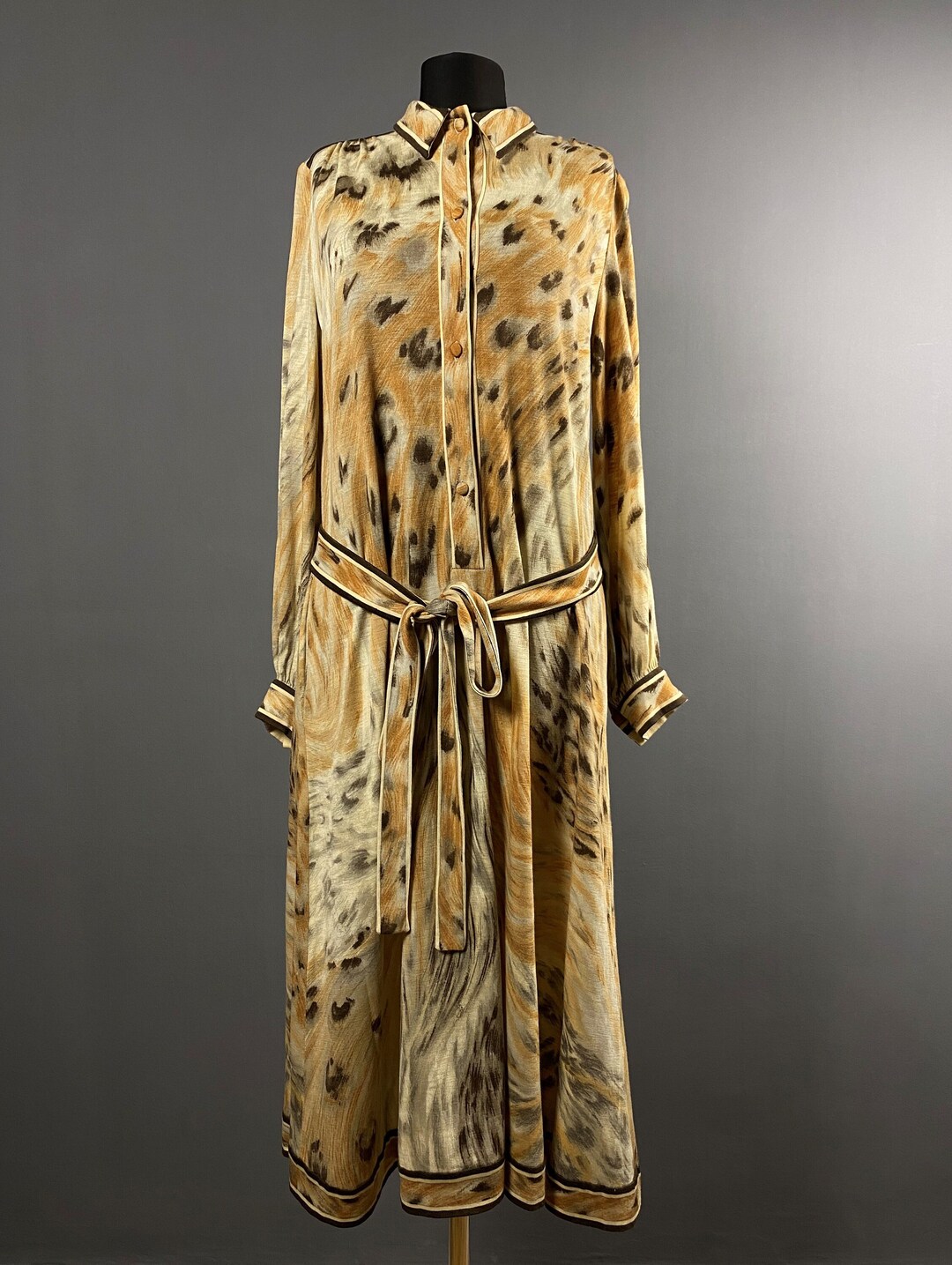 LEONARD wool Stand collar Flower Floral pattern Back zip one piece dress 0380650 beige 34