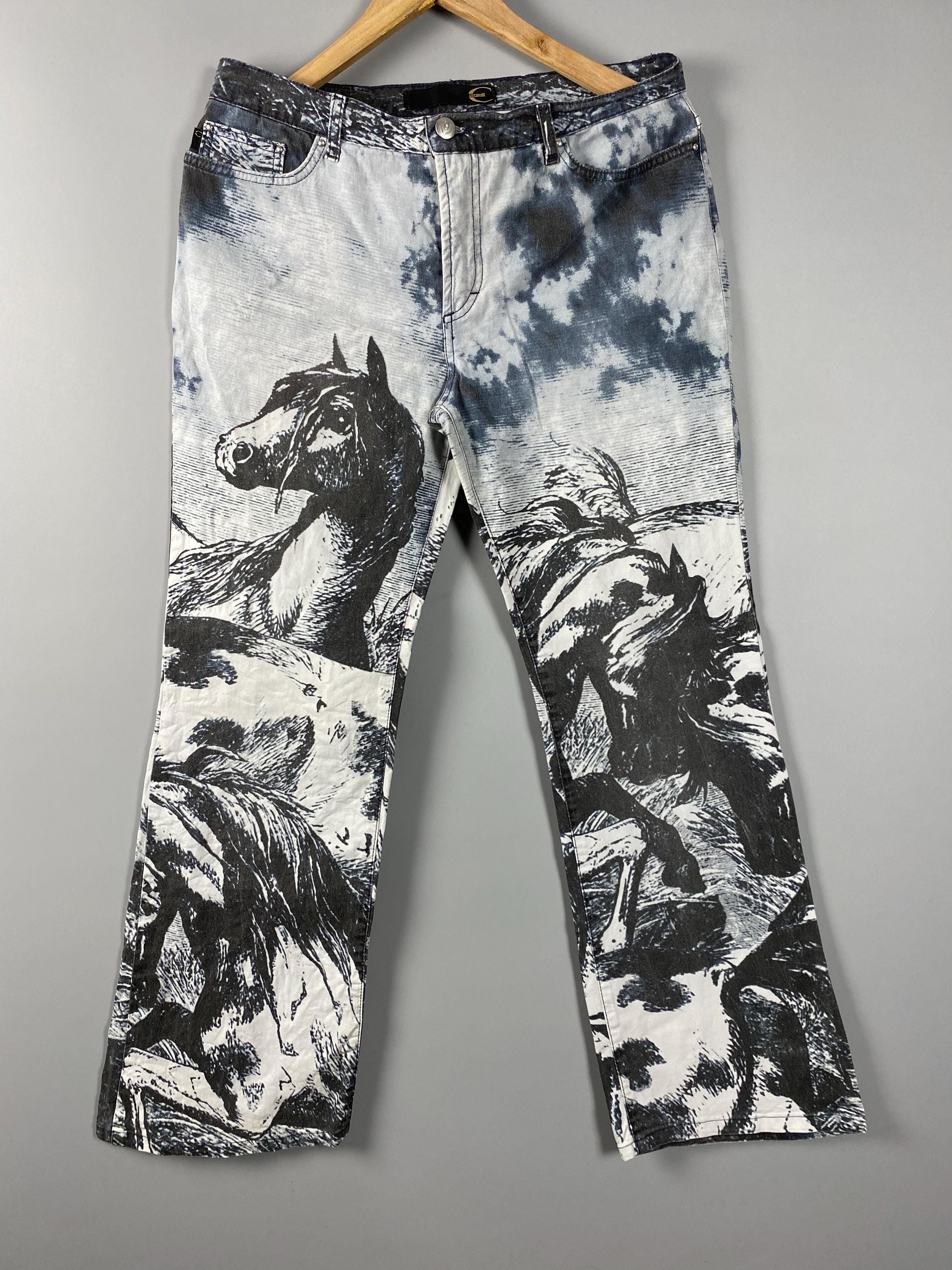 Roberto Just Cavalli VTG Abstract Horse Print Flared Pants Roberto Just Cavalli VTG Abstract Horse Print Flared Pants