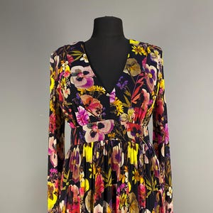 Jean Paul Gaultier FUZZI Multicolour Mesh Floral Long Sleeve Maxi Dress Size L