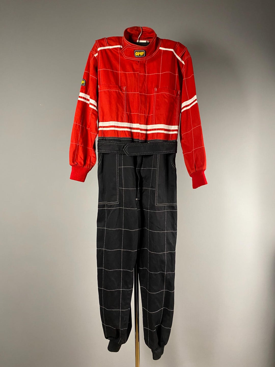 Mint OMP Rare Vintage Red Black White Full Racing Suit Overalls Check ...