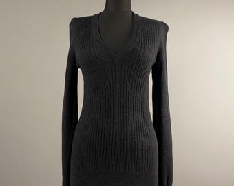 Vintage DOLCE & GABBANA Black 100% Cashmere and Lace Knit Back