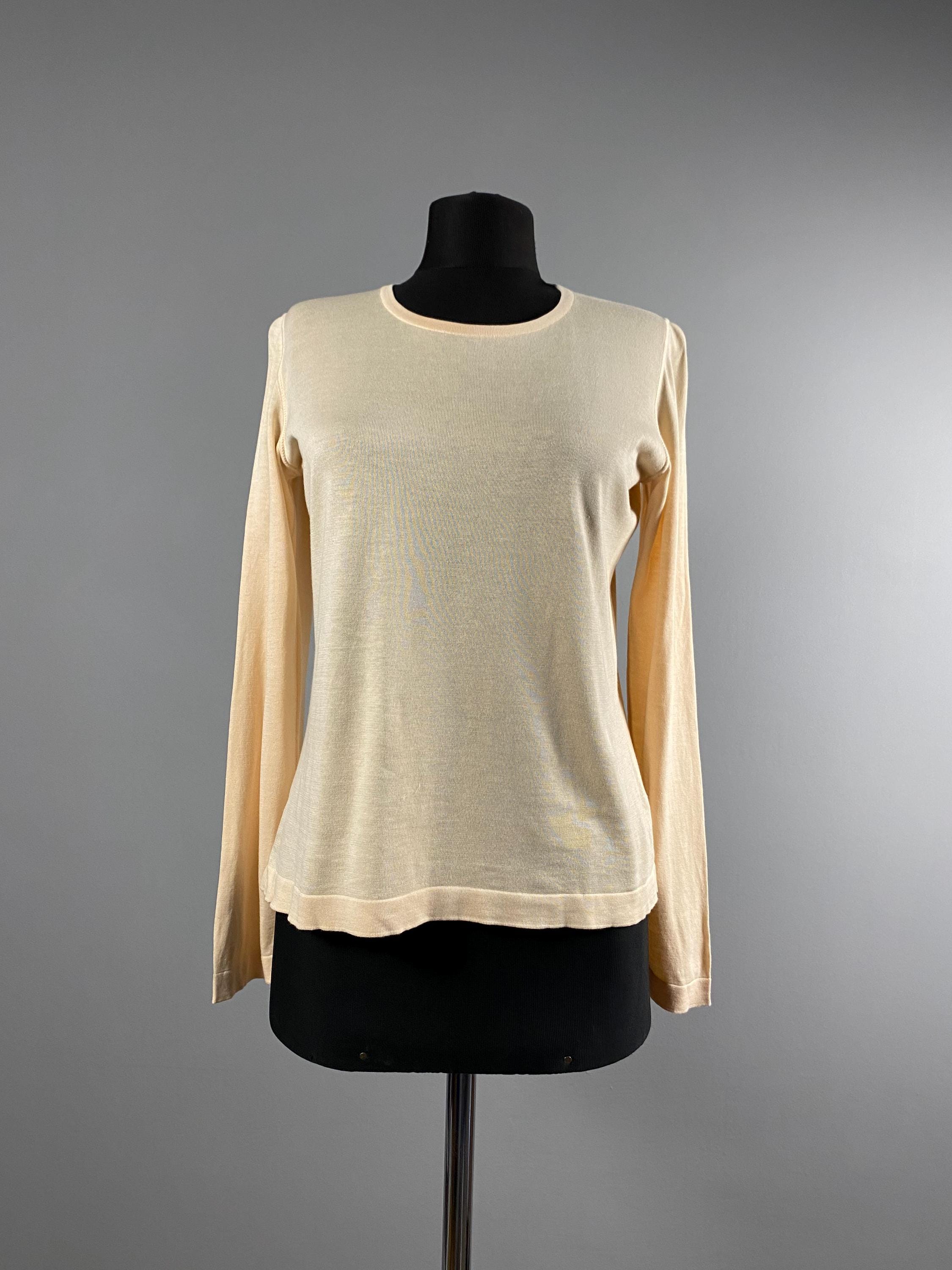 Malo, Vintage Malo Beige Pure Cotton Womens Long Sleeve Pullover Sweater Top Size 40 M