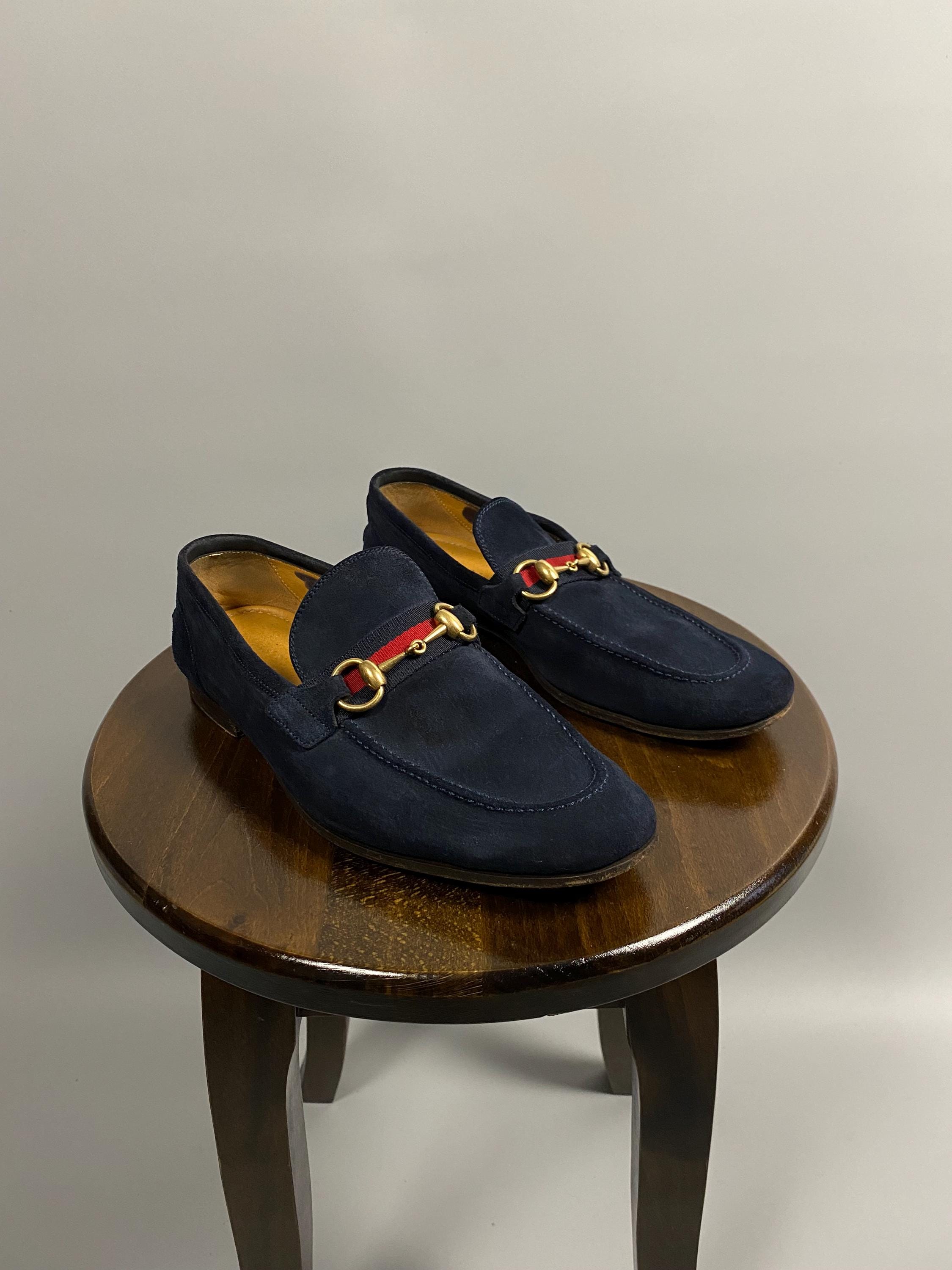 Gucci vintage Navy Leather Bit Loafers with Gold Hardware Vintage Shoes | GUCCI Horsebit Loafers Heels Pumps Leather  main image 3