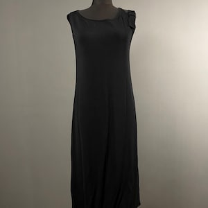Annette Gortz Women Black Lagenlook Long Shift Maxi Pencil Tank Dress Tunic Size S