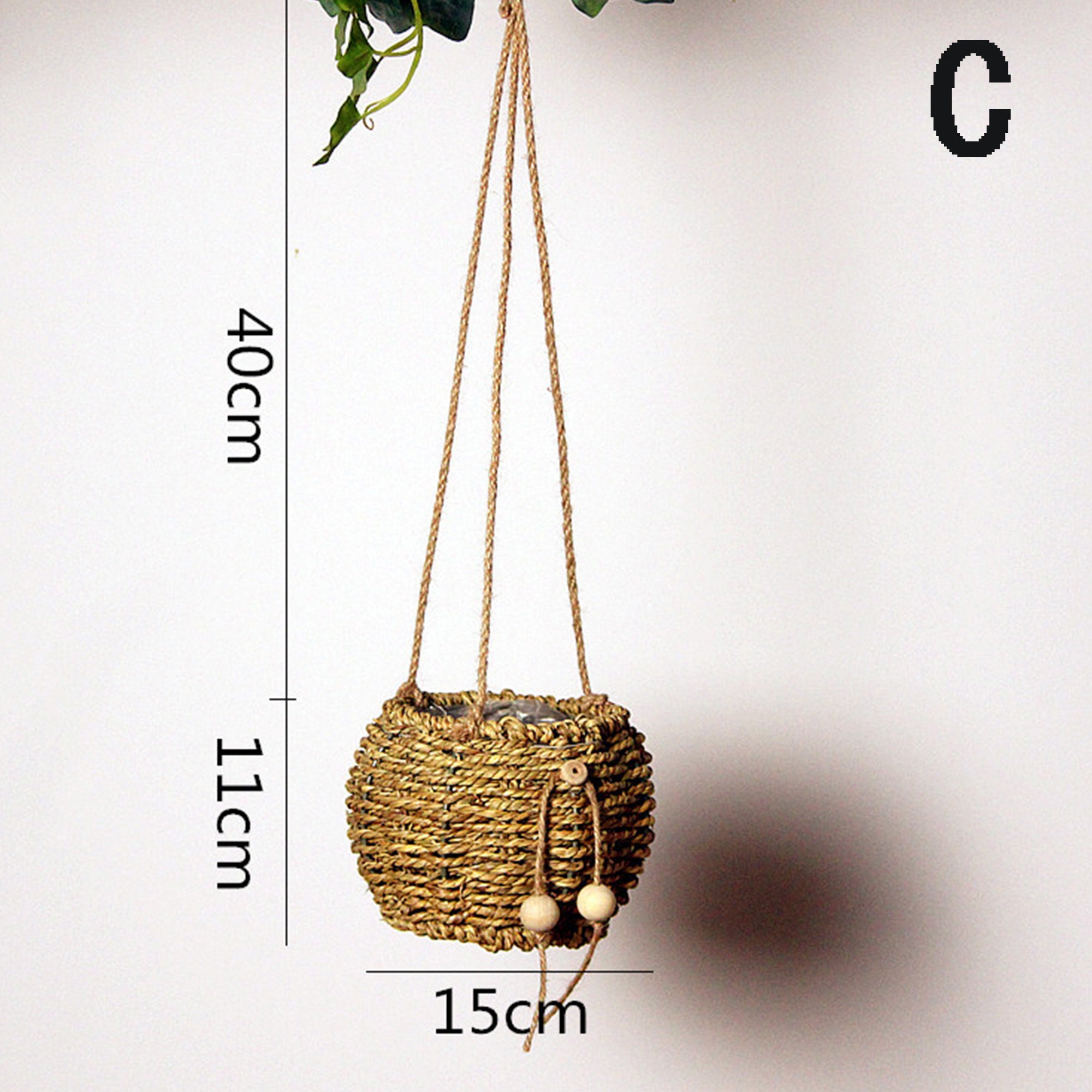 Natural Straw Woven Hanging Flower Basket Handmade Vegetation Etsy