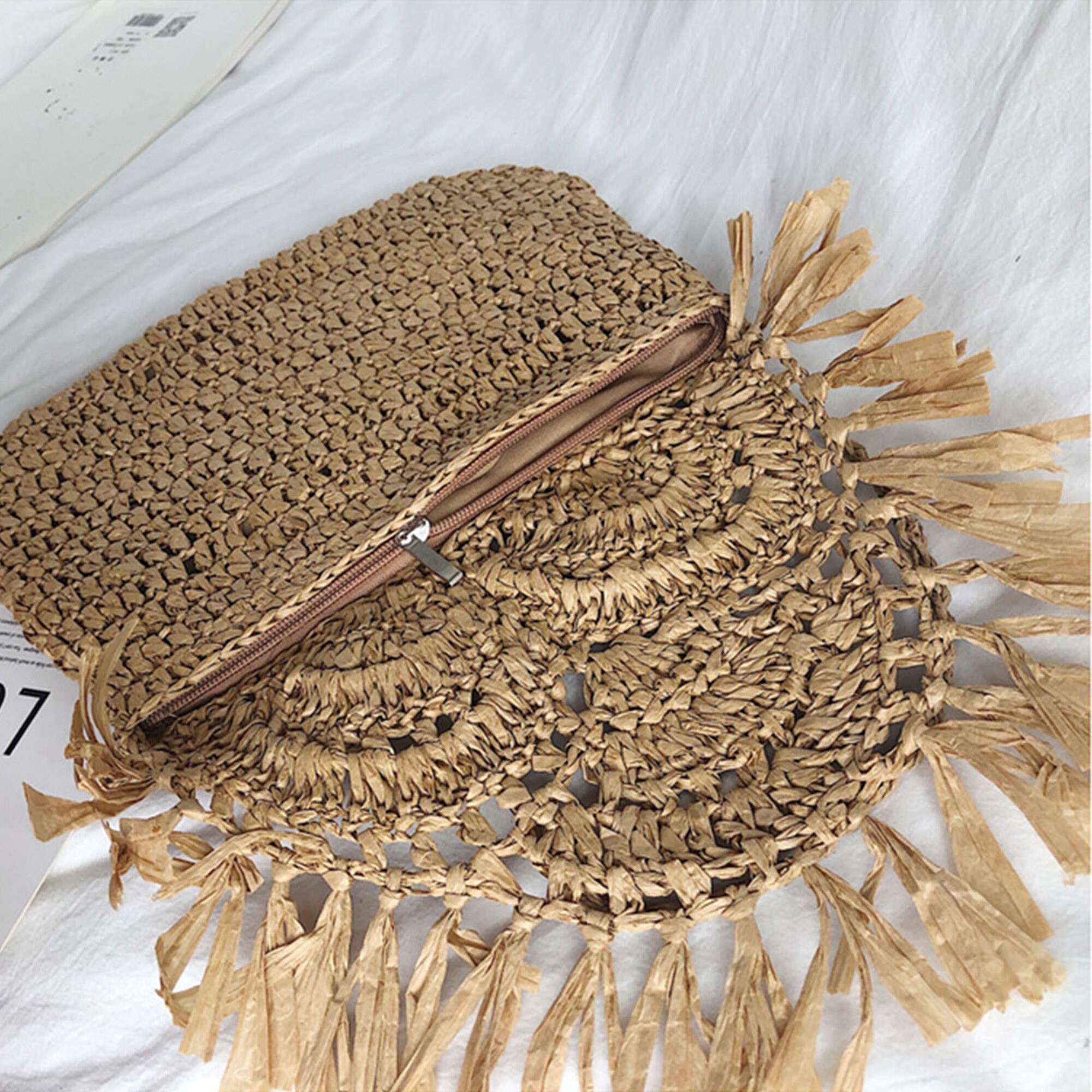 Fringed Straw Bag Messenger Bag Handwoven Bag Seaside Beach Etsy