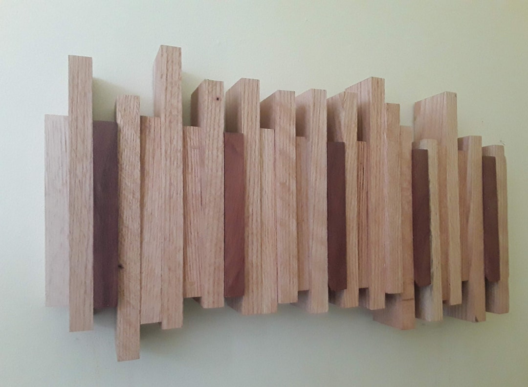 Modern Art / Coat Rack Red Oak Etsy