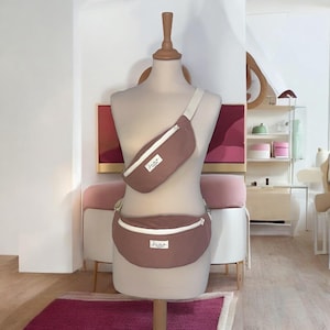 Sac banane en coton rose