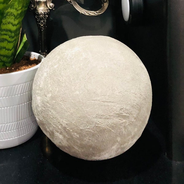 Concrete ball handcrafted/molded 8 inch in diameter (approx), for rustic aesthetic indoor home and outdoor garden