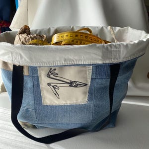 leatherman Upcycled Denim Einkaufstasche mit Aufnäher