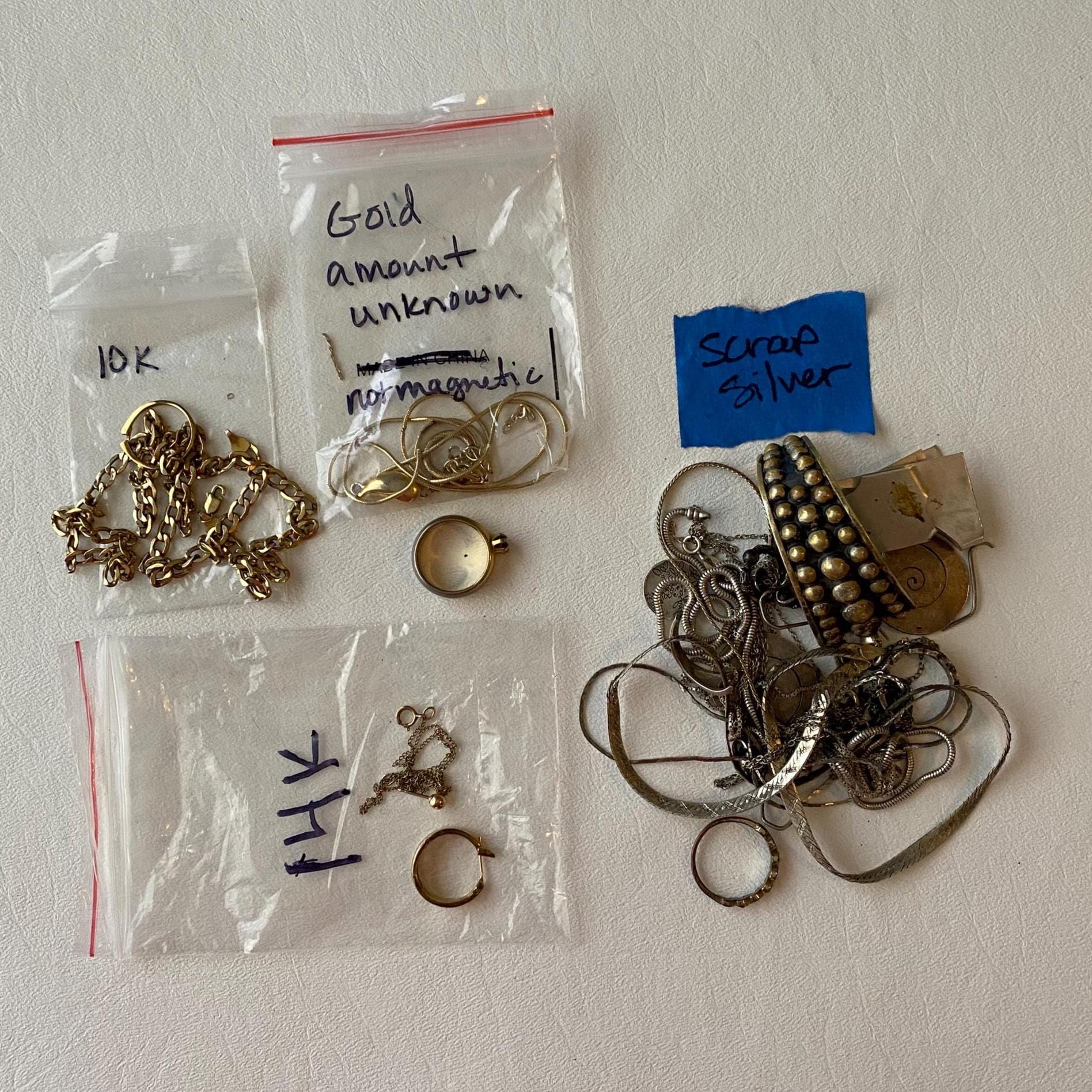 Scrap Jewelry Lot – over 100g combined: Solid Gold (10k & 14k), Sterling Silver (many stamped .925), Gold Tone – Repair, Melt, Repurpose