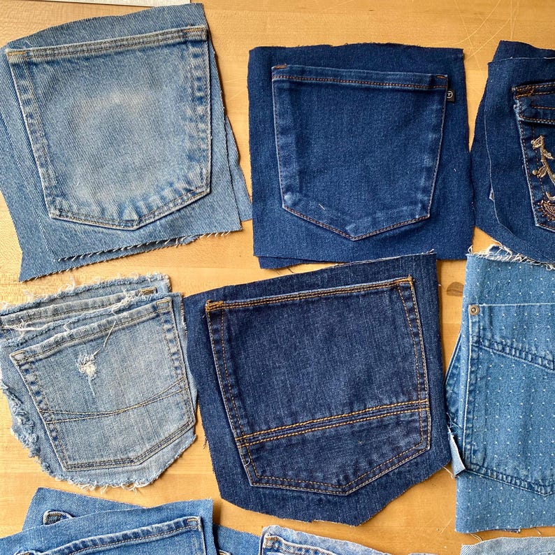 18 Upcycled Denim Back Pockets Mixed Brand - Etsy