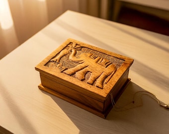 Wooden Rustic Jewellery Box Anniversary birthday gift Boho Hippie decor wooden box Wedding baptism keepsake box