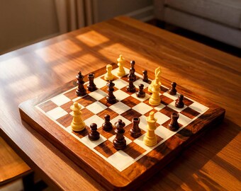 Juego de ajedrez de madera con almacenamiento, ideal como regalo de cumpleaños, aniversario, jubilación, Día del Padre, estilo boho hippie. Juego de varios juegos para papá.