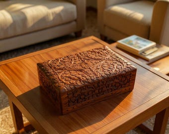 Mothers Day gift/Jewellery Box/boho decor/hippie decor/minimalist/wooden Box/floral/for Mum/for him/ love gift/ unique gift
