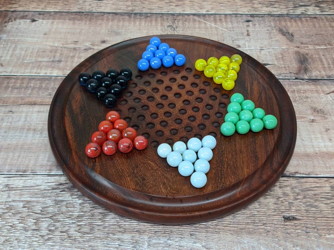 Marble Chinese Checkers Set/wooden Game/boho Decor/hippie Etsy