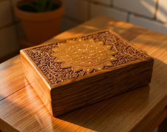Regalo para el Día de la Madre/Caja de girasoles/Decoración boho/Decoración hippie/Joyería/Minimalista/Madera/Floral/Para ella/Para él/Regalo único/Diseño boho chic/