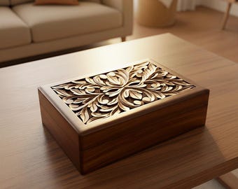 Wooden Box/Mothers Day gift/Boho decor/hippie decor/minimalist/Jewellery box/floral box/for Mum/ for him/love gift/boho chic design/eco box