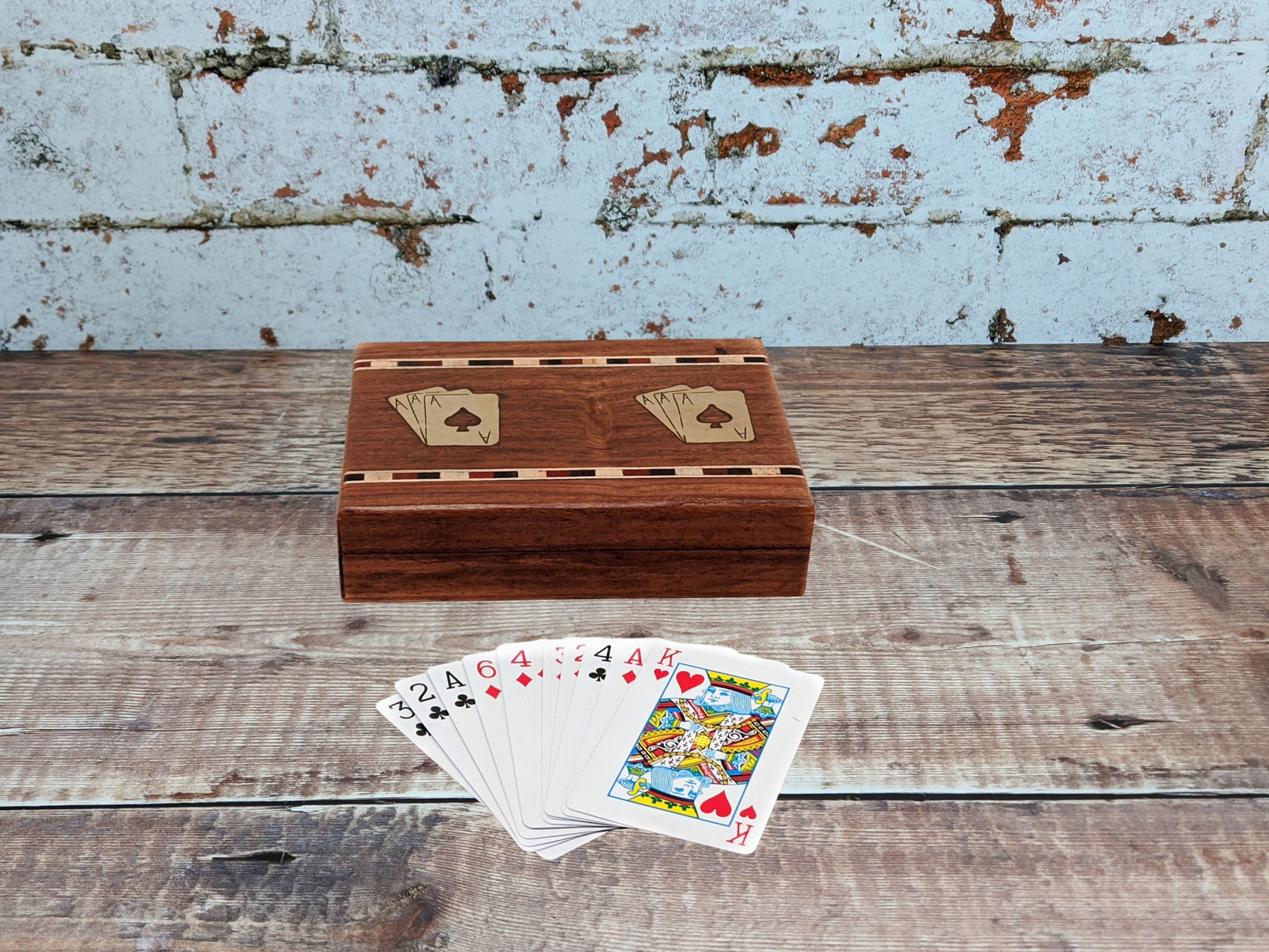 Personalised Deck Of Playing Cards In A Wooden Box